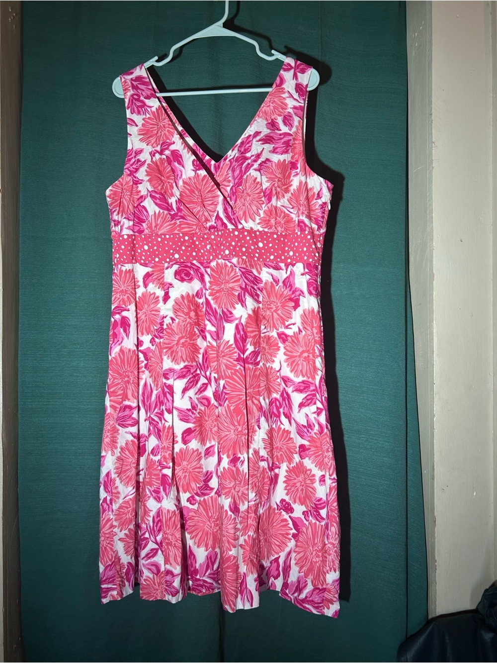 Boden Pink and White Floral V-Neck Sundress